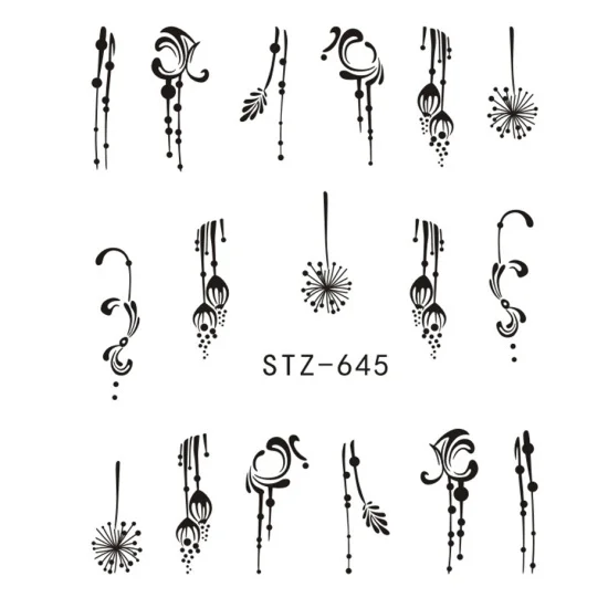 1 шт переводные наклейки для ногтей с линейным цветочным узором для украшения ногтей слайдер для ногтей водяной знак, маникюр Фольга CHSTZ645 - Цвет: STZ645