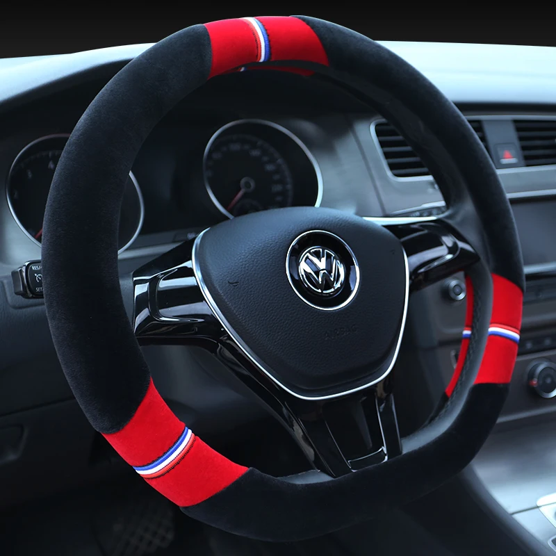 New D Shape Steering Wheel Cover for VW Golf 7 Polo 2014 2019 Scirocco