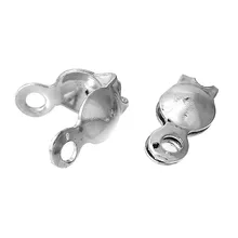 Doreen Box Lovely 500 Silver Tone Calottes End Crimps Beads Tips 8x4mm (B12558)