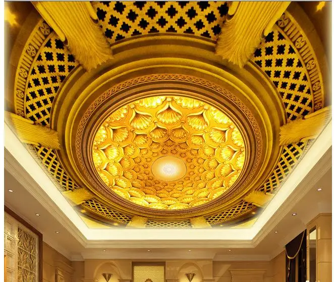 3d ceiling murals wallpaper European style circular relief roof ceiling