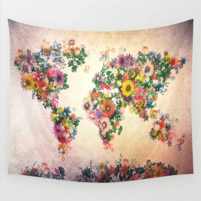 

Cilecte New World Map Printed Mandala Tapestry Wall Hanging Hippie Tapestry Beach Throw Rug Blanket Boho Wall Carper Beach Towel