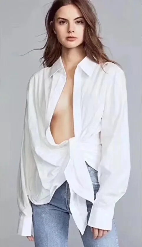 new women white blouse fashion hot sale -in Blouses