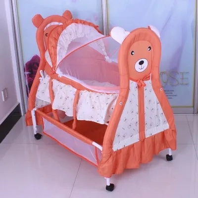 Three Colors Good Quality Manual Animal Carton Image Baby Bed Baby Cradle Including Mosquito Net And Sleeping Basket Wholesale Mother & Kids