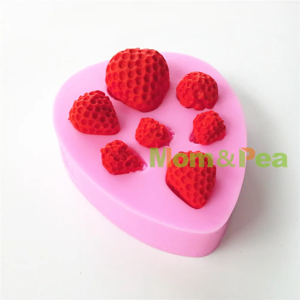 

Mom&Pea 0690 Free Shipping Strawberry Shaped Silicone Mold Cake Decoration Fondant Cake 3D Mold