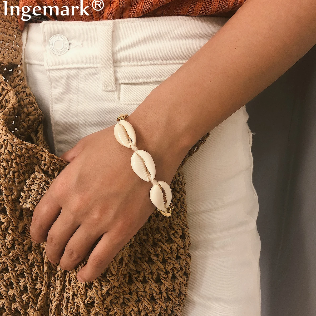 

Ingemark Bohemian Cowrie Natural Shell Bracelets For Women Punk Aluminum Thick Chain Seashell Bracelet Bangle Hand Boho Jewelry