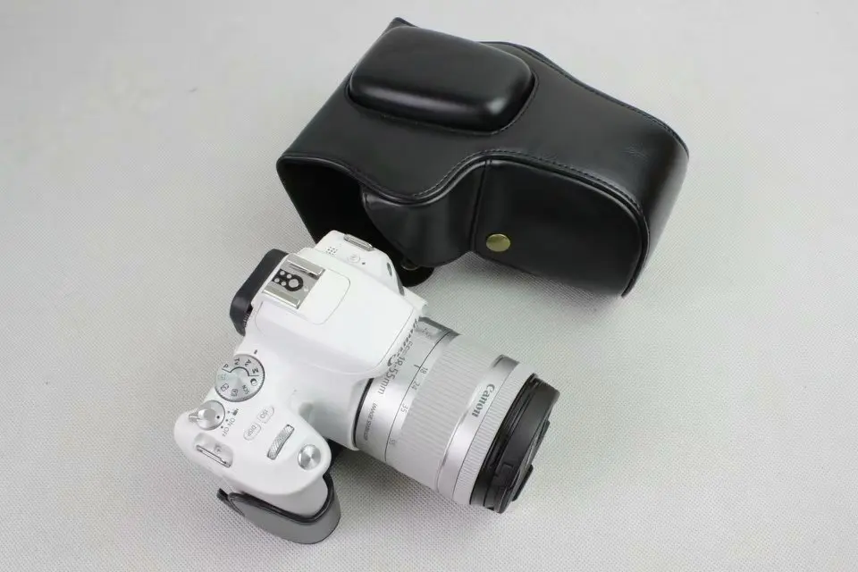 Чехол для видеокамеры из искусственной кожи, чехол для камеры Canon 200D с ремешком, черный, коричневый, кофейный