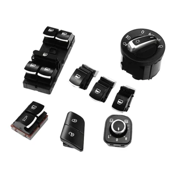 

TUKE 8PCS Headlights & Windows & Mirror Control Chrome Switch For VW Passat B6 3C 5ND 959 857 5ND 959 855 3C0962125B 35D959903