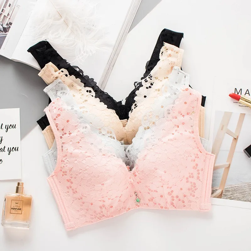 Sexy Design Breathable Fabric Bra Underwear Wire Free Women Push Up Bra Lace