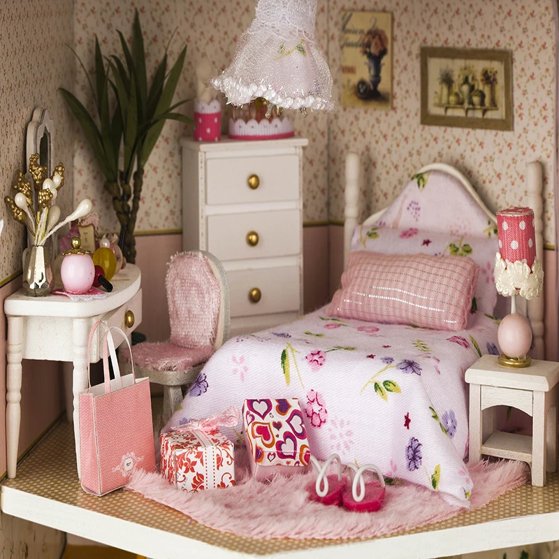 DIY Doll Houses Wooden Dollhouse Building Kids Block Toy Furniture Miniature Crafts Accessories Toy