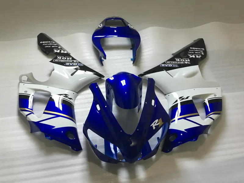 Топ-Номинальная мотоцикл обтекатель комплект для YAMAHA YZFR1 98 99 YZF R1 1998 1999 YZF1000 yzfr1 ABS белая, голубая обшивка комплект+ подарки YC19