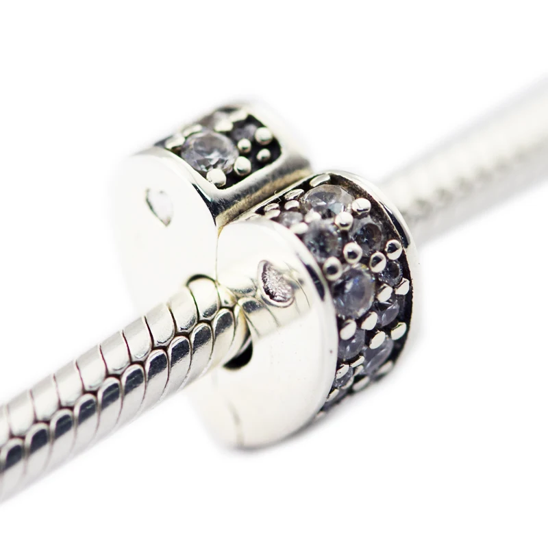 Подходит для браслетов Pandora Charms Sparkling Arcs Of Love Clip Beads с четким CZ 925 пробы-серебро-ювелирные изделия