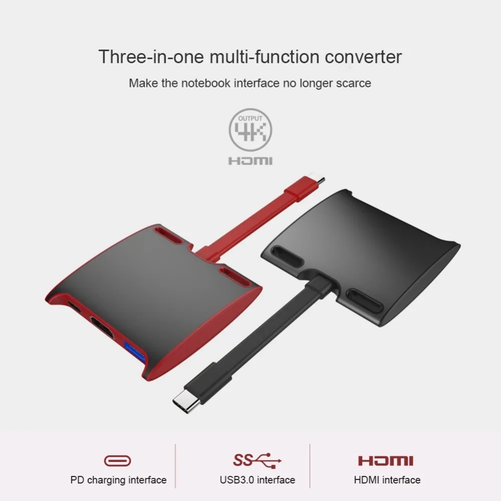 Портативный адаптер type-C типа c на hdmi/usb-c концентратор Многофункциональный прочный совместимый адаптер type-c с зарядка PD