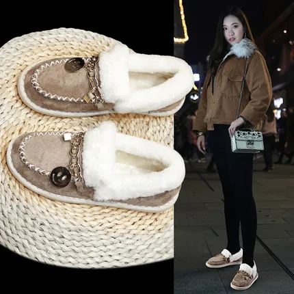 2018 Coreana Mujeres Las Guisantes Nuevo Salvaje 2 1 La Planos Terciopelo Versión Zapatos De Algodón rqrx7H