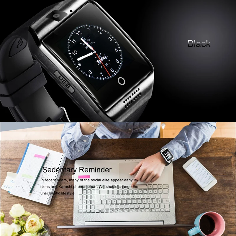 Skup Bluetooth Smart Watch Men Q18 z ekranem dotykowym duża bateria obsługuje kartę TF Sim