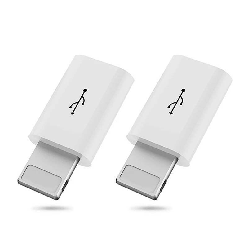 Высокое качество освещения микро USB кабель адаптер OTG конвертер для iPhone 6 7X8 Plus XS MAX XR зарядное устройство для трансмиссии разъем - Цвет: 2 Pcs white