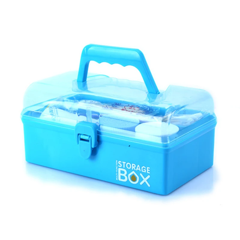 

Home Medicine Chest First Aid Kit Holder Storage Empty Box Plastic 2 Layers Emergency Kits Security Safety