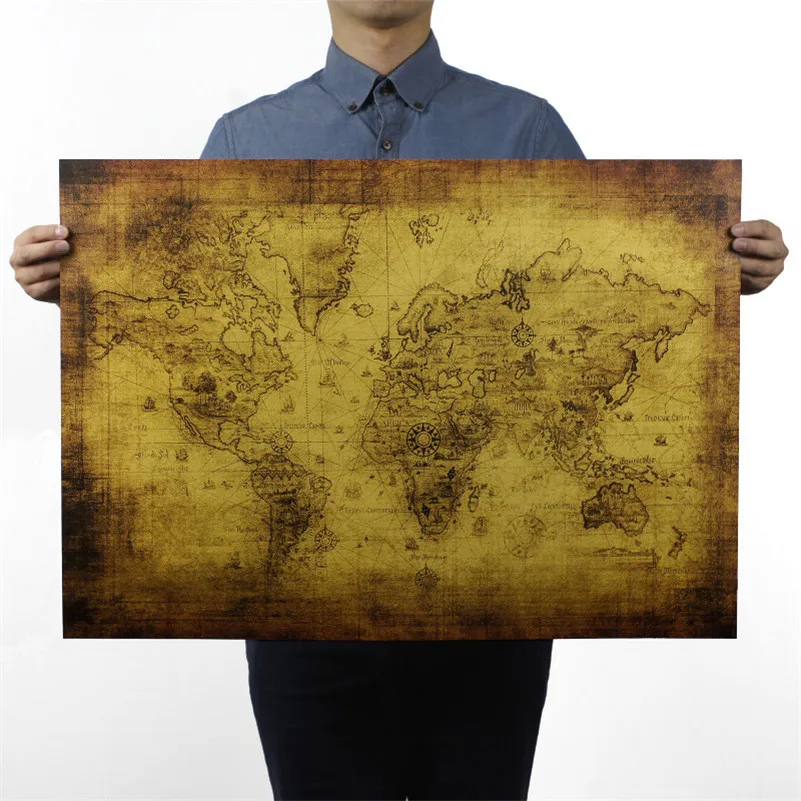 

Nostalgia retro navigation Treasure Map Cafe Coffee Kraft Paper Poster vintage Wall Sticker Antique Home decor 72x51cm ON009