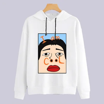 

2019 Funny I AM Cool Letters Letters Printed Hoodies Women harajuku Long Sleeve Hooded Cartoon Sweatshirts Tops