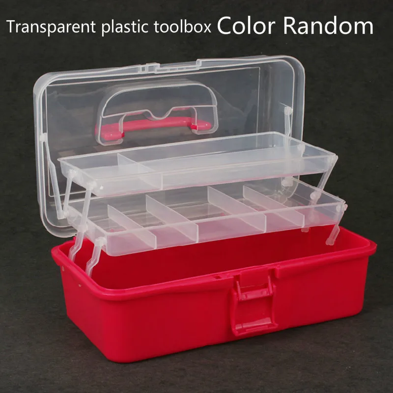 Прозрачный Пластик Toolbox Медицина Box Цвет случайный искусство коробки для studentart ремесло коробки для детей 1 шт