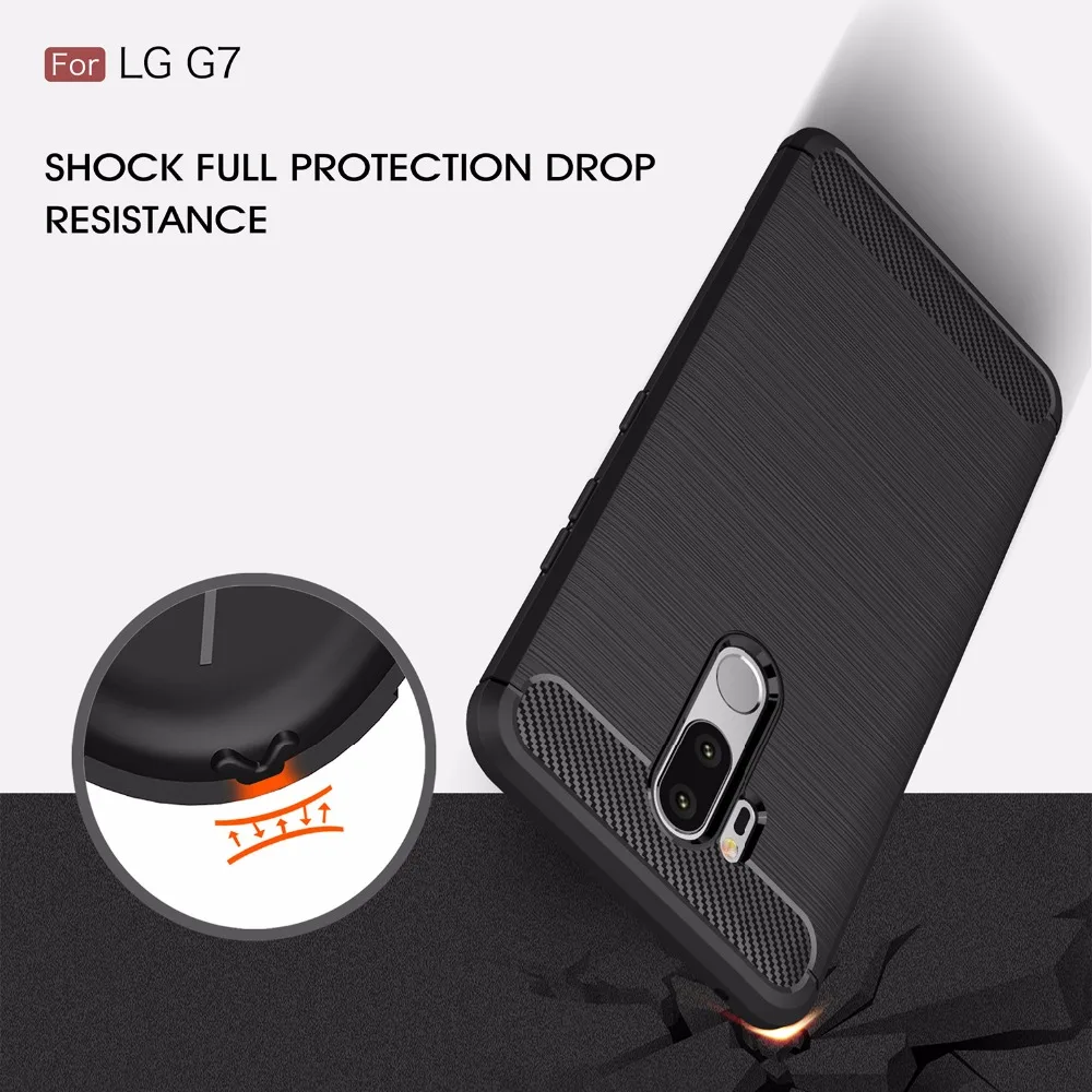 100 шт./лот углеродного волокна силиконовые TPU чехол для LG G7