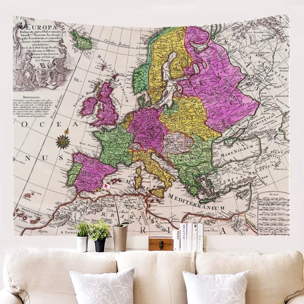 

The Classical Map Tapestry Wall Hanging Carpet Boho Decor Home Bohemian Sand Free Beach Mat Dorm Psychedelic Tapestry
