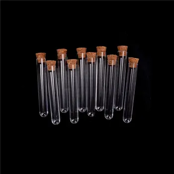 

10pcs/lot Laboratory Plastic Test Tube With Cork Clear Lab Favor Gift Tube Refillable Bottle 12x75/12x100/15x100/15x150mm