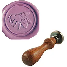 Винтаж пчела пользовательские изображение логотипа свадебные приглашения Воск уплотнительное штамп палисандр ручки комплект