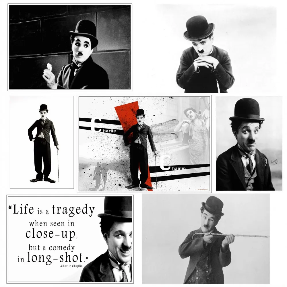 

Comedian Charlie Chaplin Poster Classic Movie Modern Times Nostalgia Decorative Painting Retro Bar Kraft Paper Wall Sticker