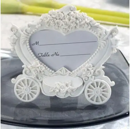 

Free Shipping 10pcs/lot White Horse Carriage Photo Frame/ Place Card Holder In Party