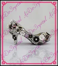 Aidocrystal schwarz Strass niedrigen Ferse Schlupf An Hochzeit Abend Tanzschuhe Party Prom Ferse Schuhe Braut Wunderschönen Schuhe