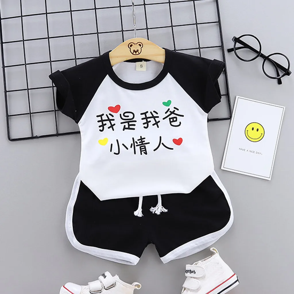 

Toddler Kids clothing 2019 Newborn Baby Girl Clothes Print T shirt Tops Shorts Outfits 2pcs Set baby born kleding roupa infantil