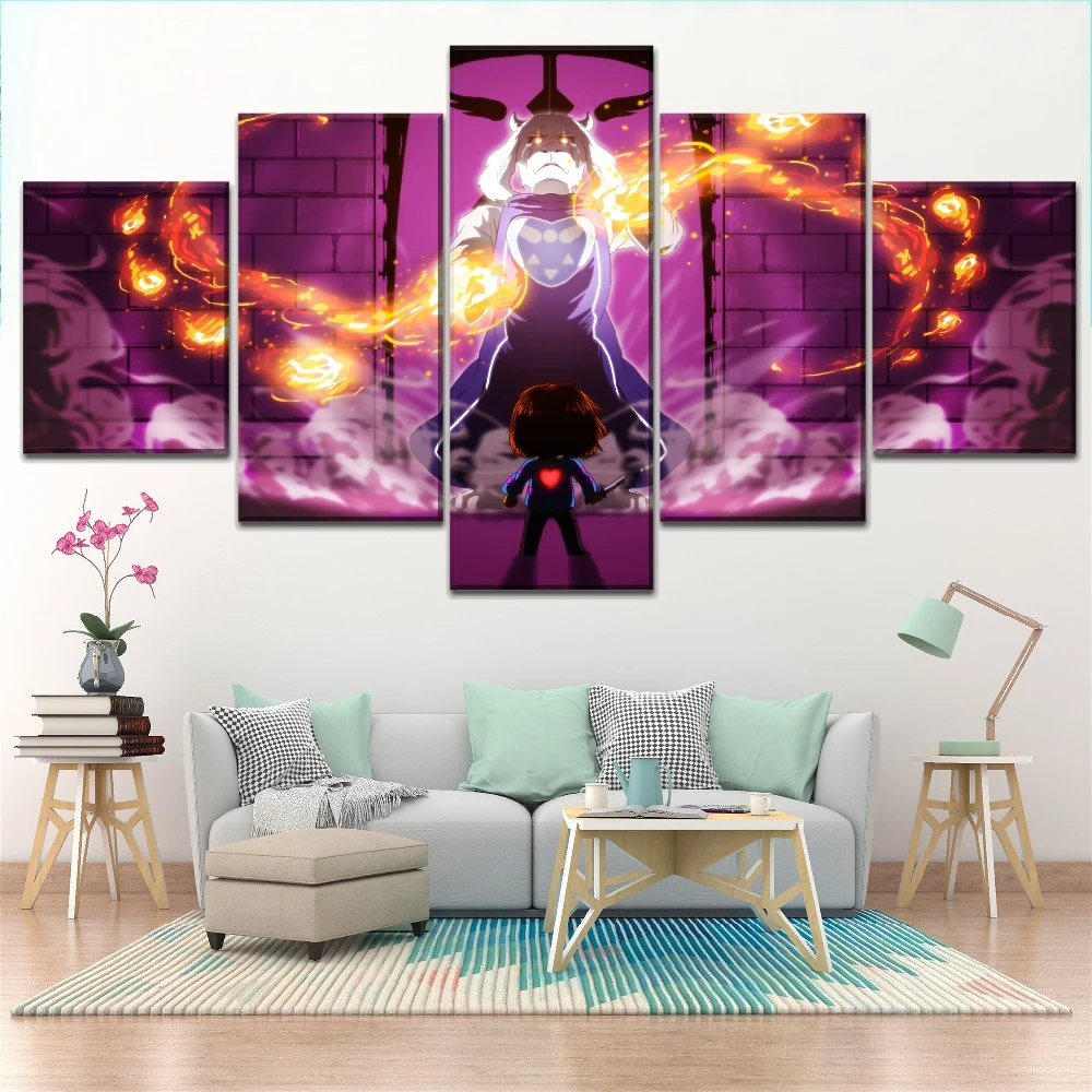 現代キャンバス Hd プリントポスター家の装飾 5 個 Undertale Frisk Toriel ゲーム絵画壁アート写真ゲームボーイベッドルームリビングルームルームモジュラー 絵画 書道 Aliexpress