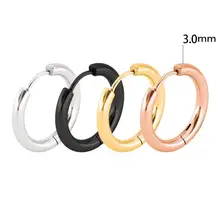 2 шт 3,0 мм толще розовое золото 316L нержавеющая сталь круглые серьги-кольца розовое золото маленькие круглые ювелирные изделия для женщин