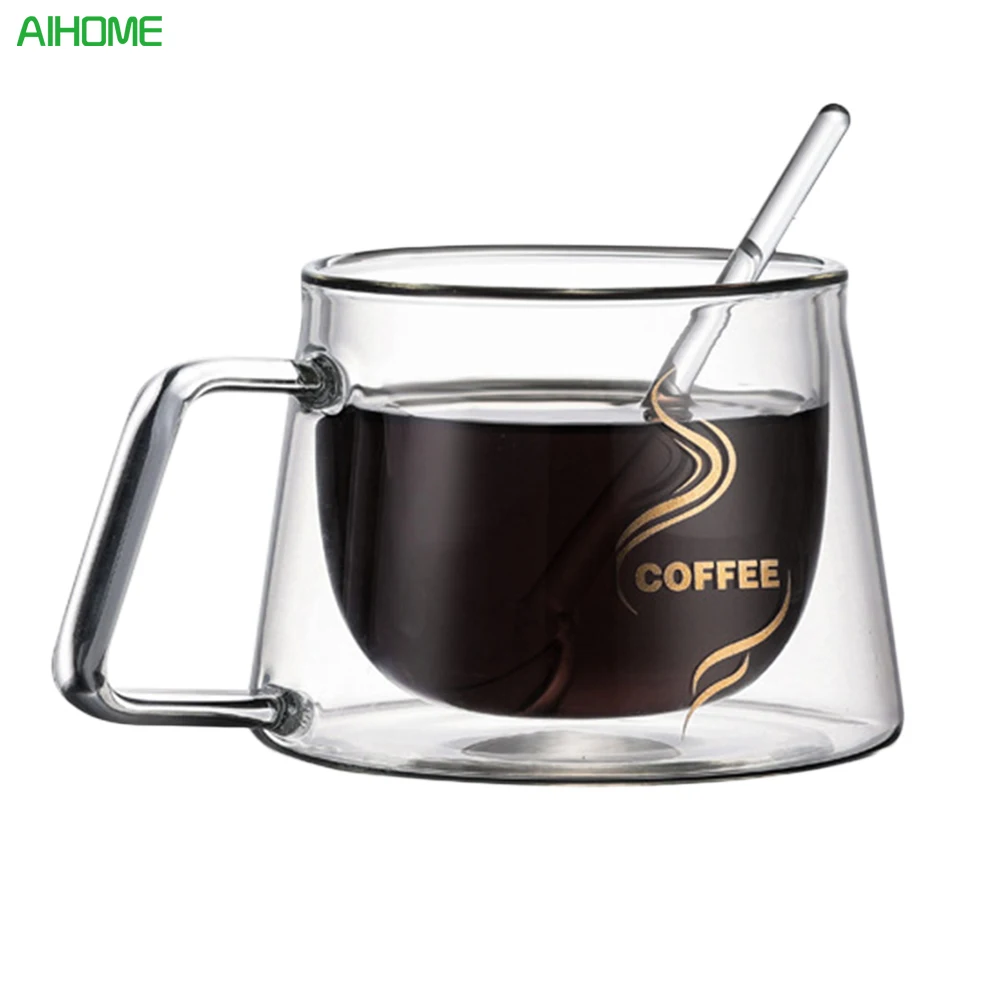 Buy Double Heat Resistant Glass Coffee Mug with Handle