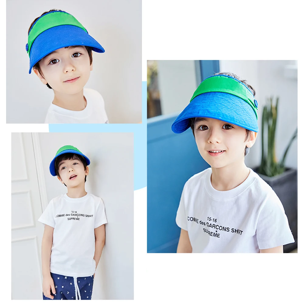 11Empty Visor Hat Kids Boys Summer Sun Hats Toddler Girls Wide Brim Beach Cap Adjustable Size with Cute Bear Floppy Hat UV Protect