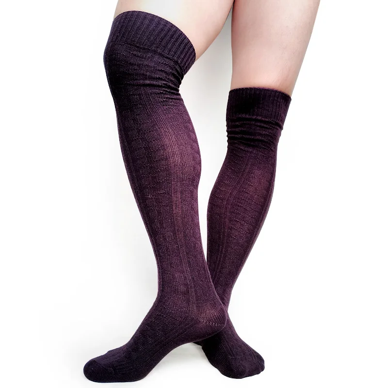 Cotton Knit Warm Winter Long socks for Men Over the Knee Sexy Thick Male Formal Dress Stocking