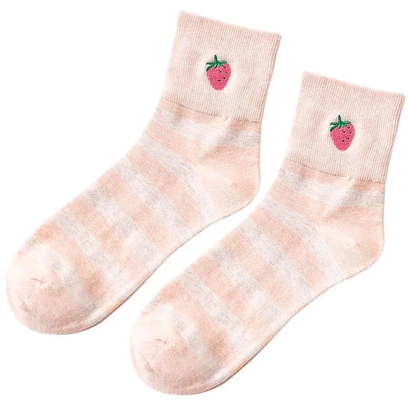 Карамелла Вышивка милые жаккардовые/растения клубника художественные носки женские корейские милые свежие носки забавные носки для девочек Kawaii Sokken