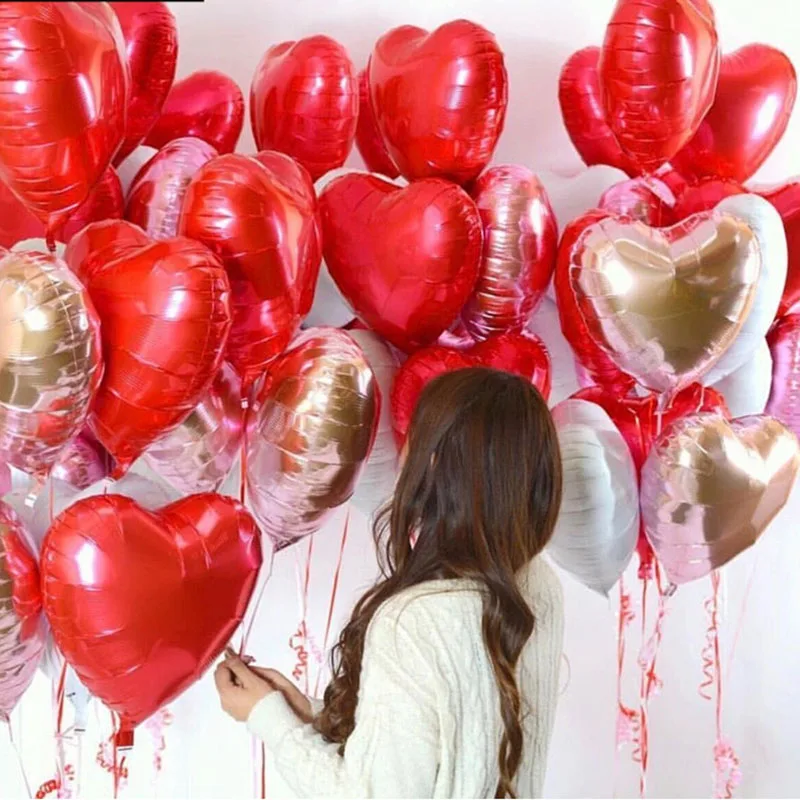 

18inch Red Heart Love Balloons Inflatable Foil Balloon Birthday Decor Helium Balloon Wedding Valentine Day i love you Gifts Ball