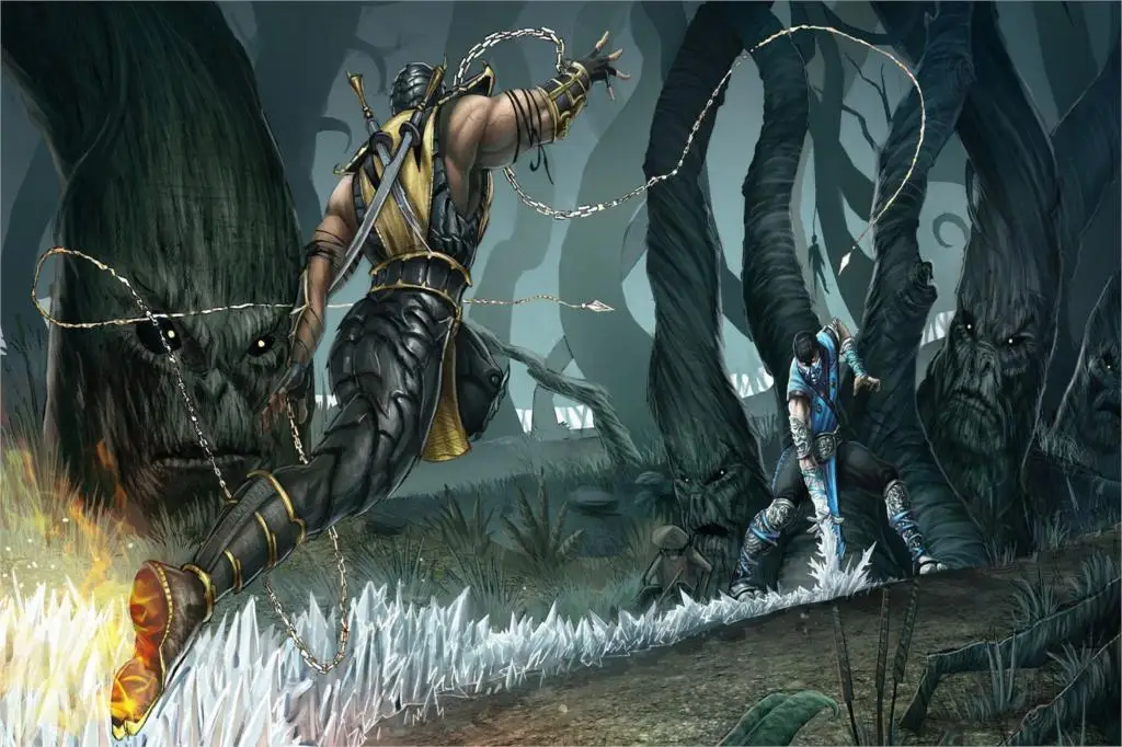 DIY рамка для видеоигры Mortal kombat 9 Sub-Zero VS Scorpion (характер игры) ткань Шелковый