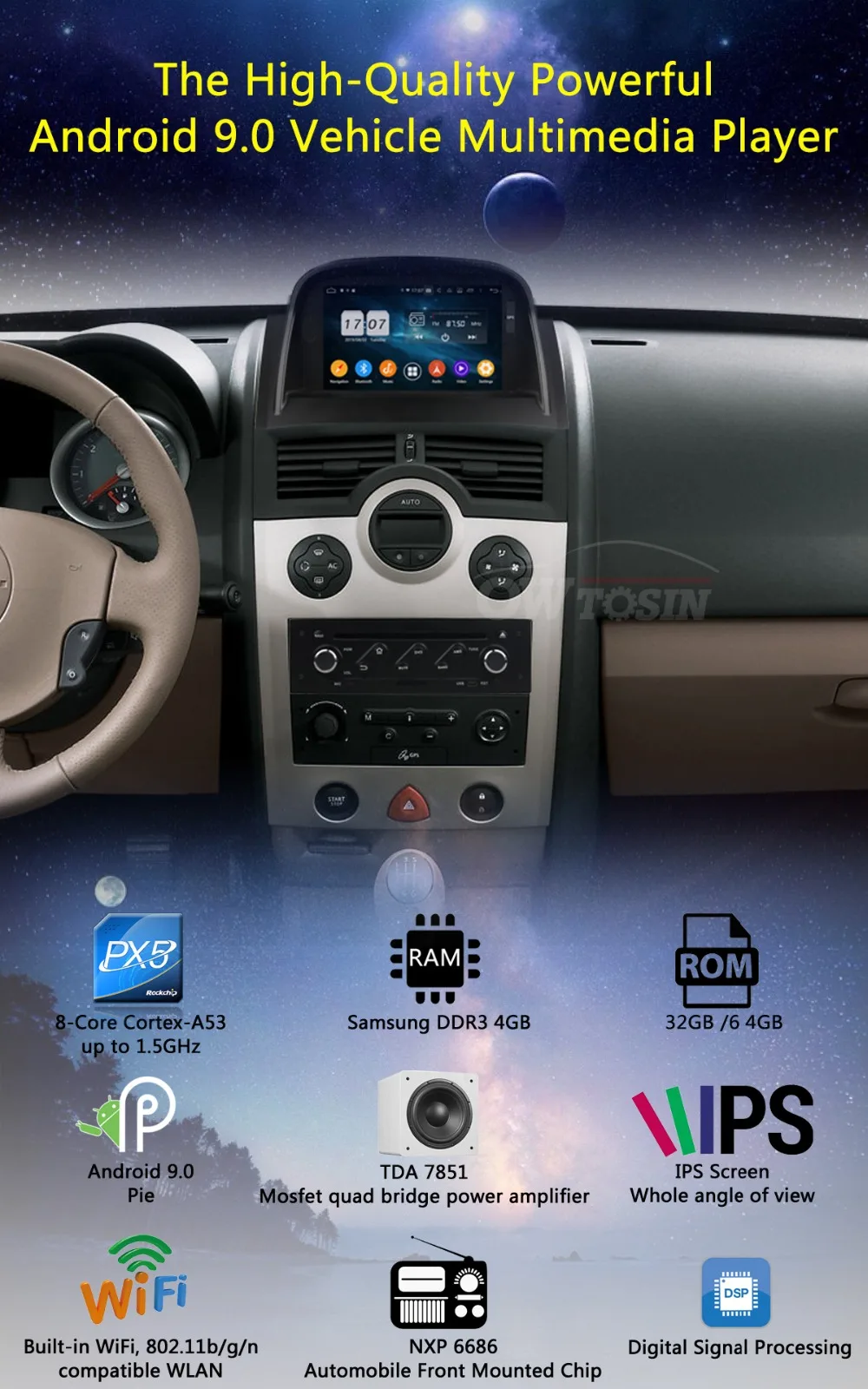 " IPS1024*600 8 ядерный 4 Гб ram+ 64 Гб rom Android 9,0 автомобильный dvd-плеер для Renault Megane II 2004-2009 CarPlay Parrot BT Radio Adas