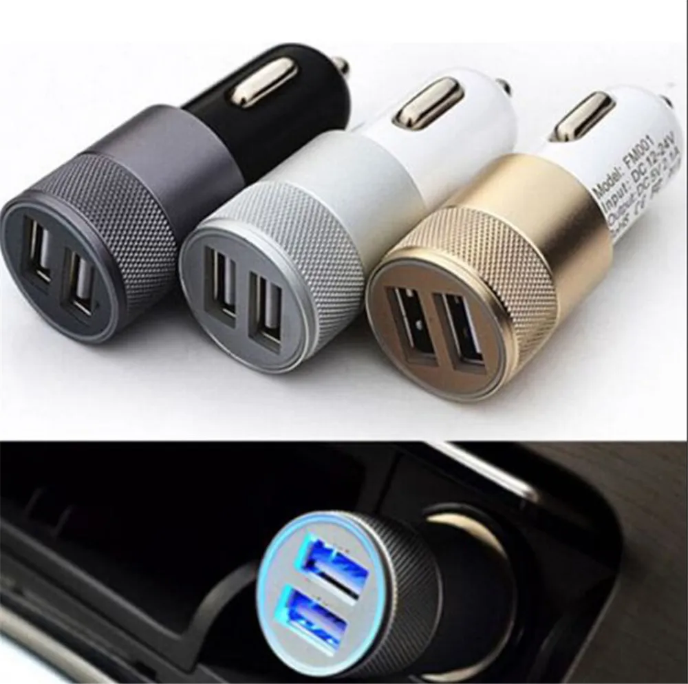 

Dual USB cigarette lighter socket car charger double dual 2 port 12V 3.1 AMP 3 color mobile phone charger black / gold / silver