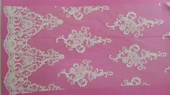 

High quality handmade beading embroidery french lace tulle lace mash for wedding party dress