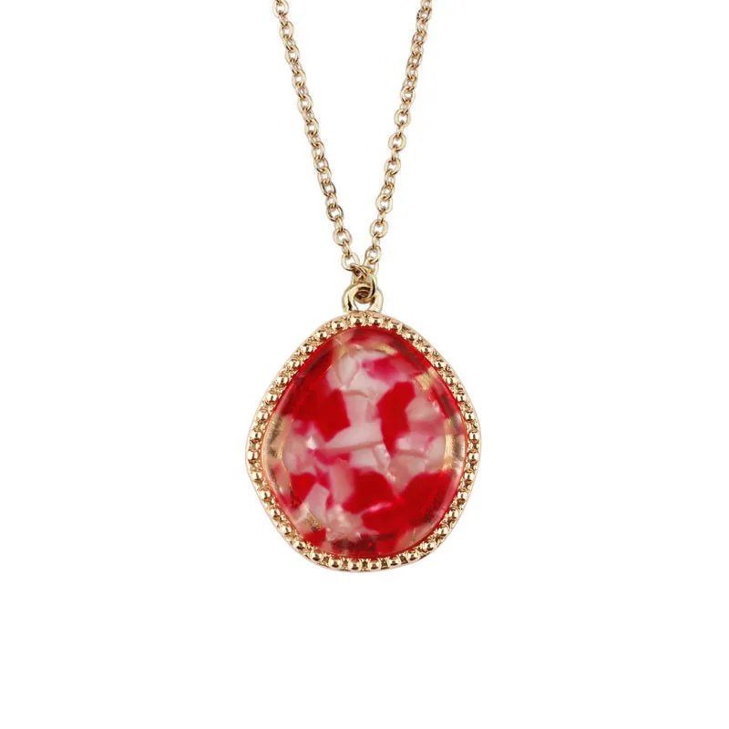 Новое поступление геометрическое овальное Уксусное ожерелье с подвеской в форме леопарда Женская мода крупная Длинная цепочка ожерелье для свитера оптом - Окраска металла: Red