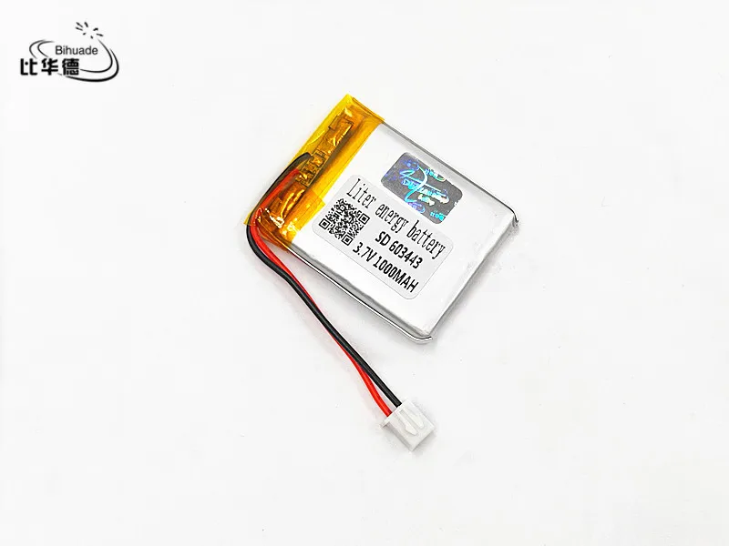 XHR-2P 2.54 3.7v 603443 1000mah Ultra- low-cost supply of lithium batteries GPS 60 * 34 * 43 (mm)