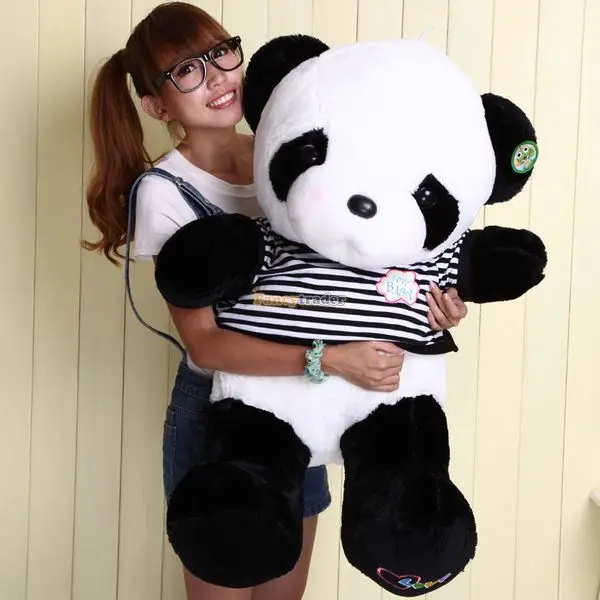Fancytrader Big 100cm Fluffy Stuffed Panda Plush Toy White Cute Panda Doll with Tshirt for Kids Gift Free Shipping Fancytrader Big 100cm Fluffy Stuffed Panda Plush Toy White Cute Panda Doll with Tshirt for Kids Gift Free Shipping