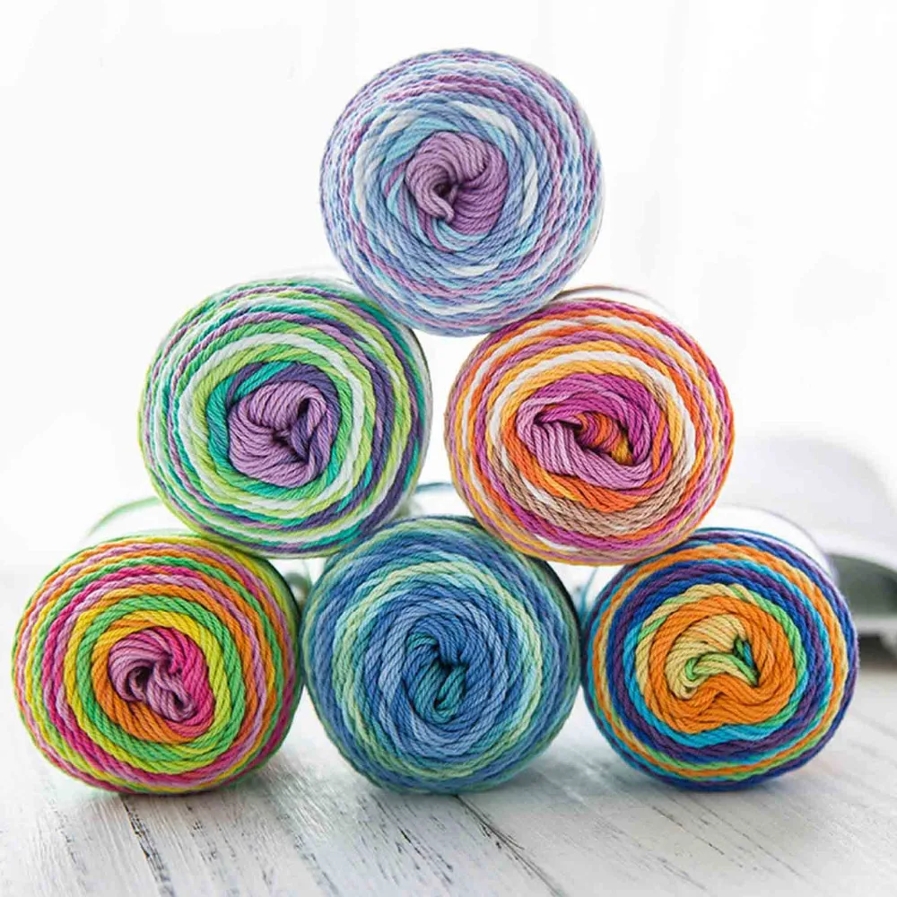 Multicolor 1 Roll 130M/142.17 yards Cotton Yarn Wonderful Knitting Roll