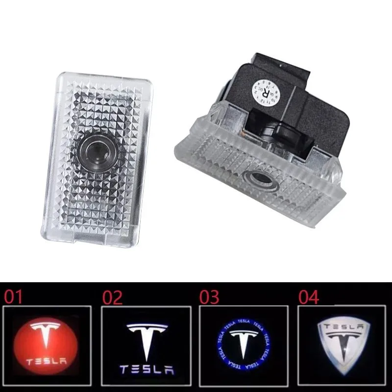 

4PC decorative lights for car Ghost shadow welcome light for Tesla model s Model x Led Logo projector door lamps car accessories
