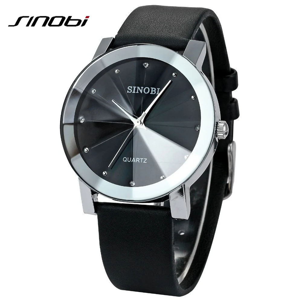 

SINOBI Mens Watches Luxury Top Brand Man Business Quartz Watch Casual Diamond Elegant female Clock Man woman Wristwatch Gifts