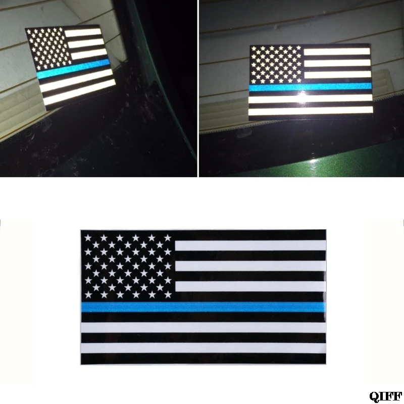 

Wholesale US Flag Car Motorcycle Vinyl Bumper Reflective Decal Sticker With Thin Blue Line May06