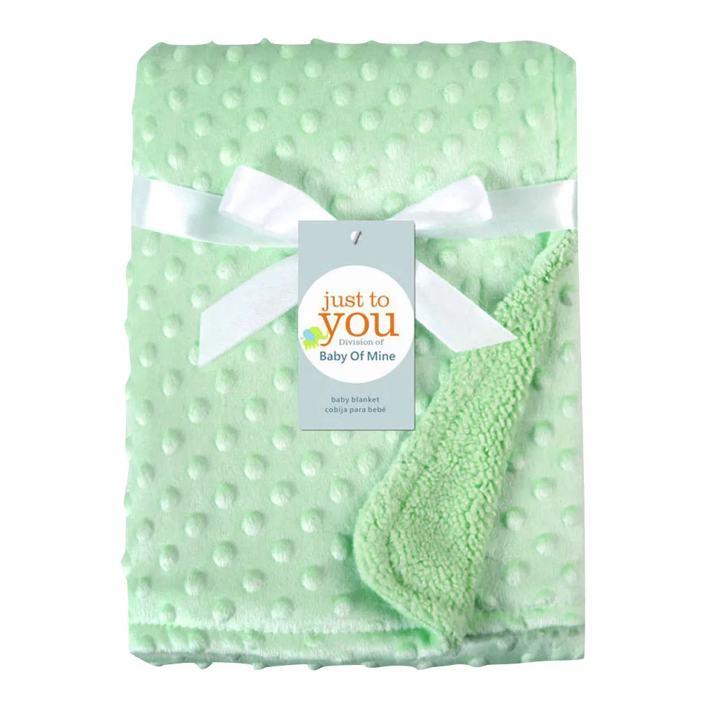 

LONSANT Infant Baby Blanket Solid Double layers Blanket Newborn Thermal Soft Fleece Swaddling casual Quilt Bubble blanket